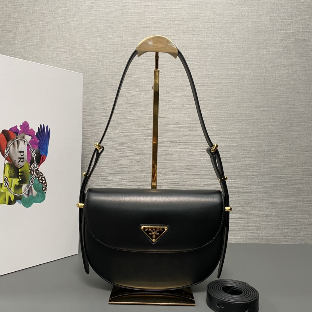 Pra*a arqué leather shoulder bag moon bag