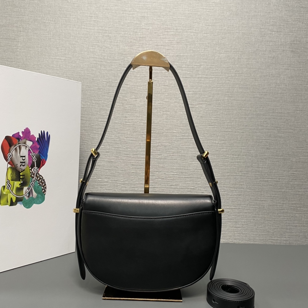 Pra*a arqué leather shoulder bag moon bag