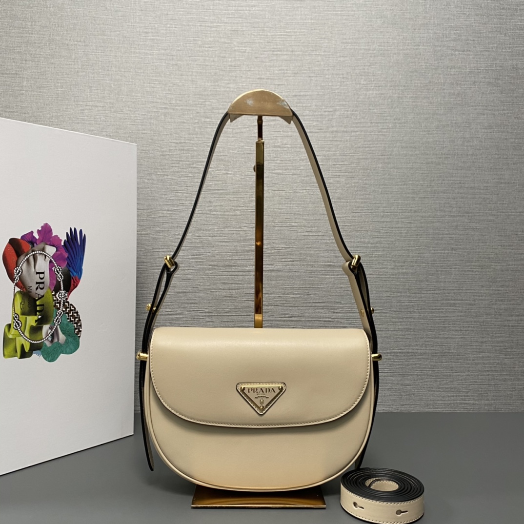 Pra*a arqué leather shoulder bag moon bag