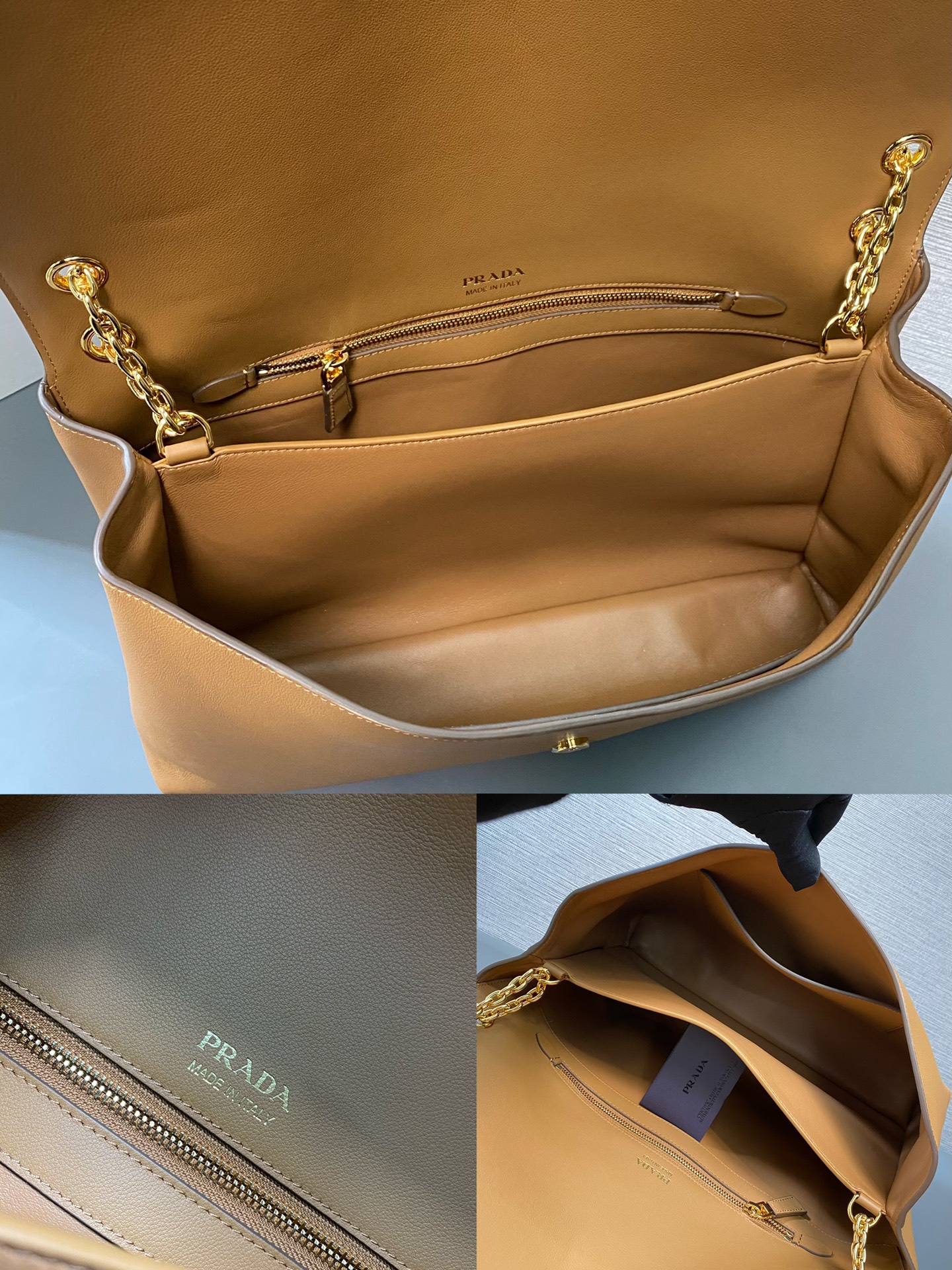 Pra*a large leather shoulder bag