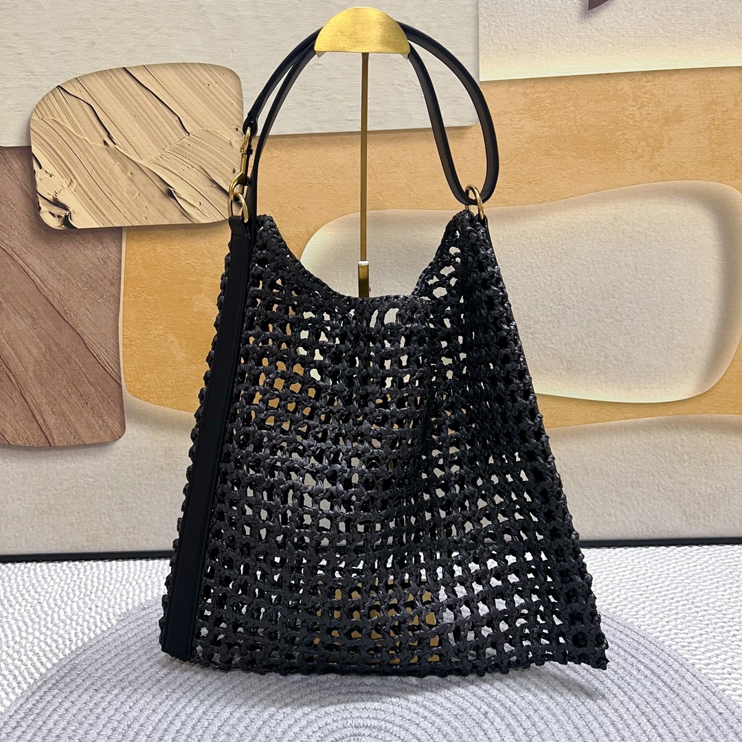 YSL OXALIS BAG IN RAFFIA MACRAMÉ