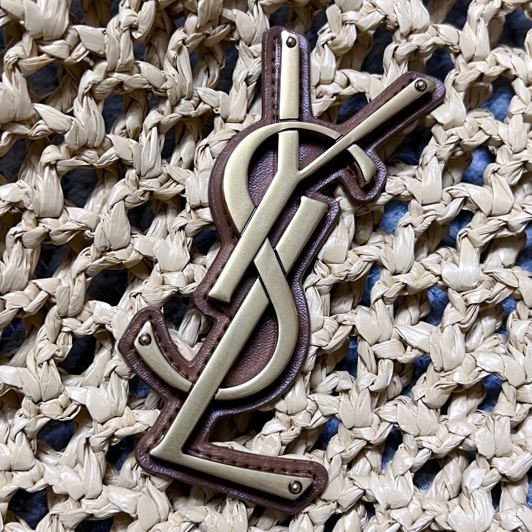 YSL OXALIS BAG IN RAFFIA MACRAMÉ