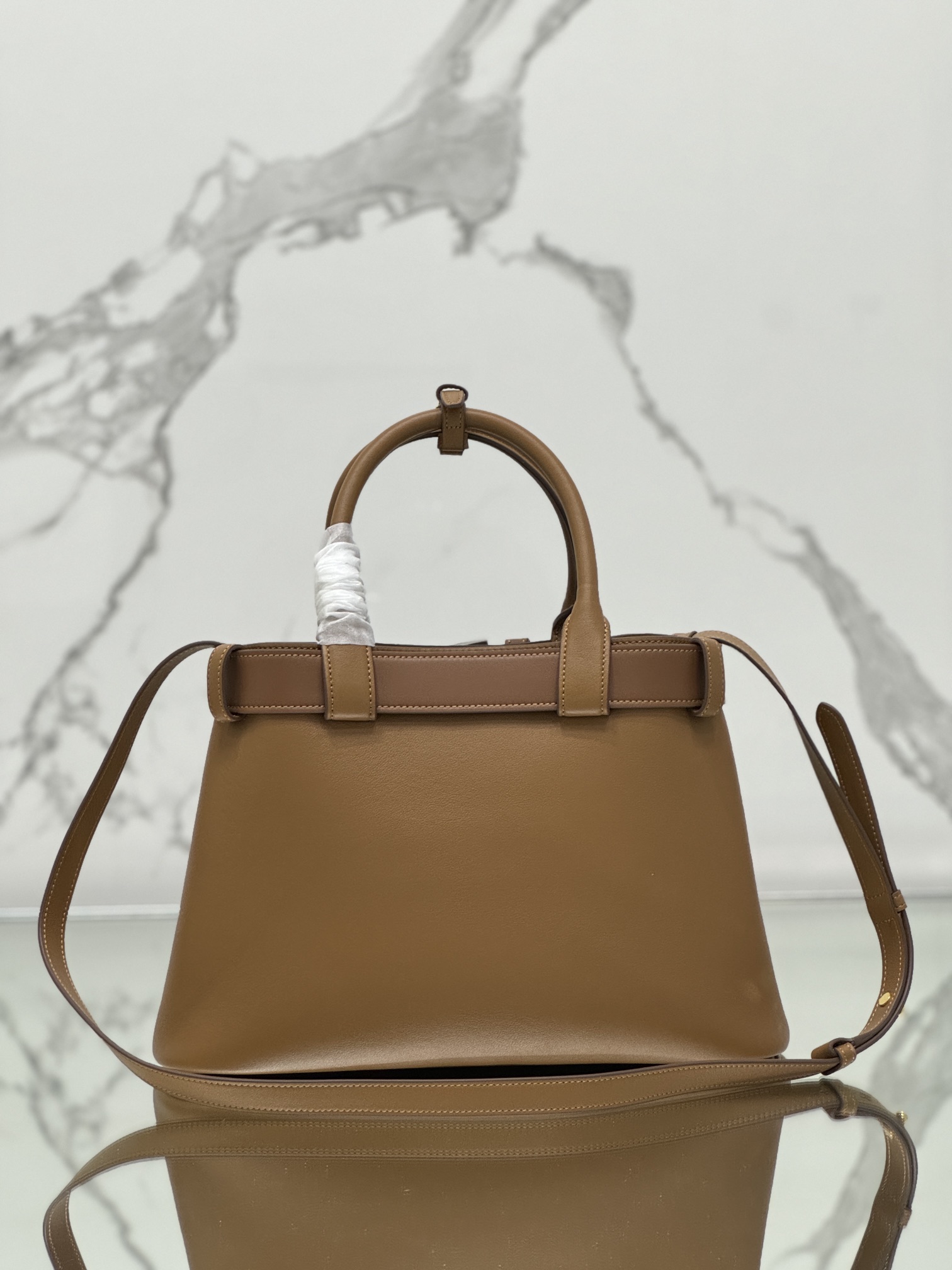 Pra*a buckle medium leather handbag with belt