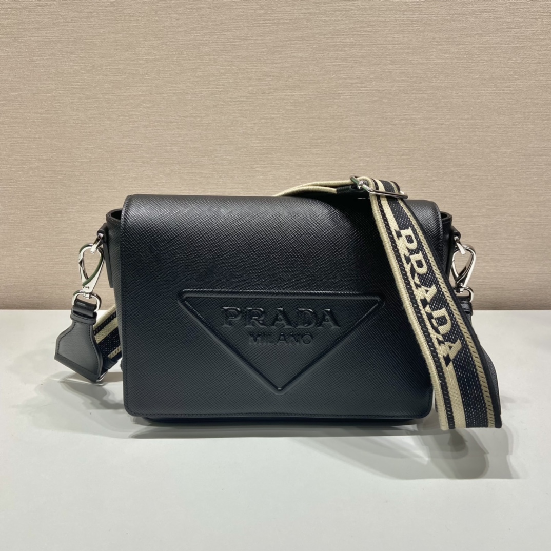 Pra*a saffiano leather shoulder bag