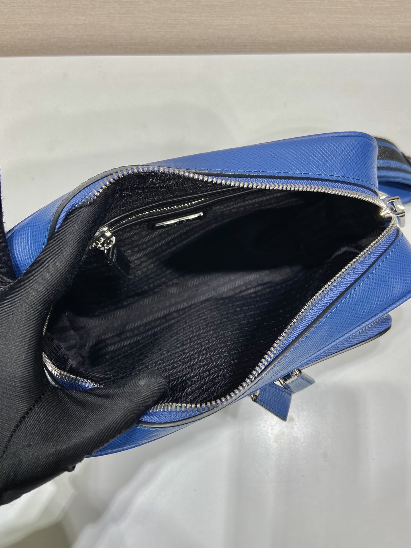 Pra*a saffiano leather shoulder bag