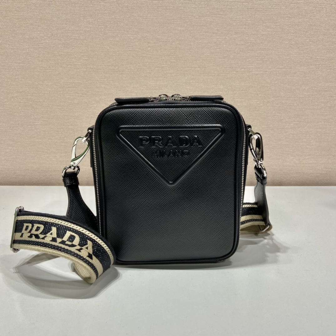 Pra*a saffiano leather shoulder bag