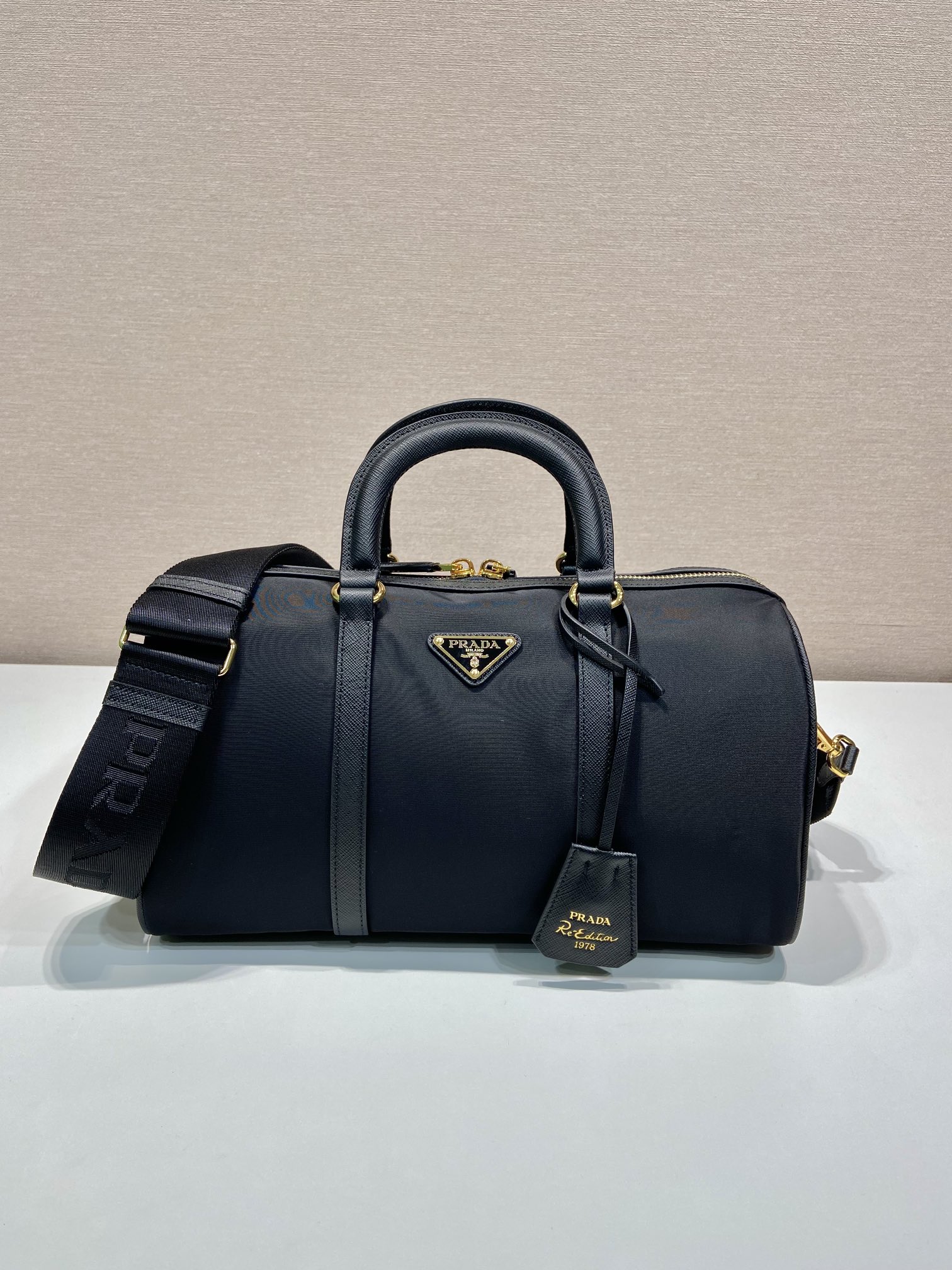 Pra*a re-edition 1978 medium re-nylon and saffiano leather top-handle bag