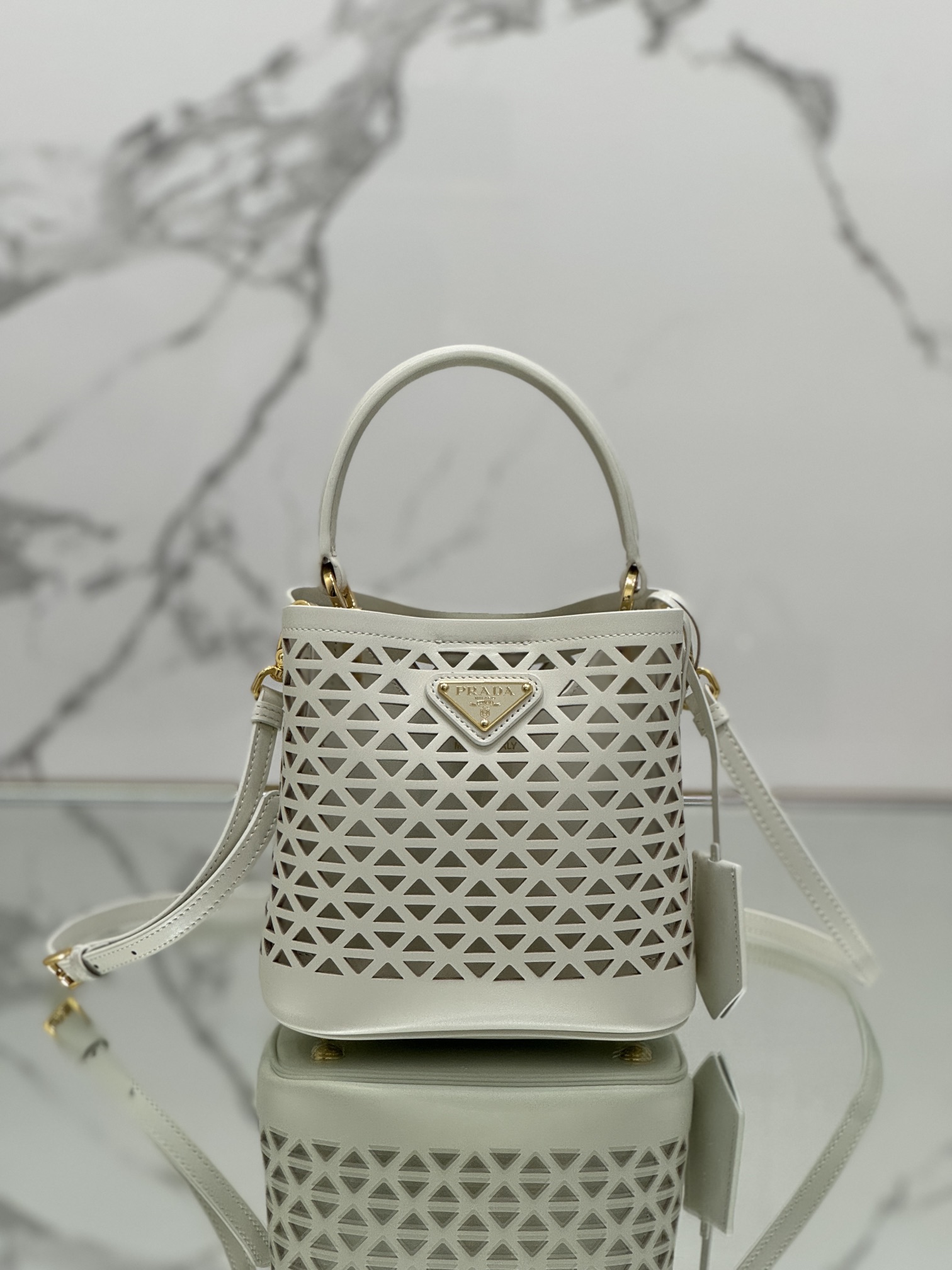 Pra*a small saffiano leather bag