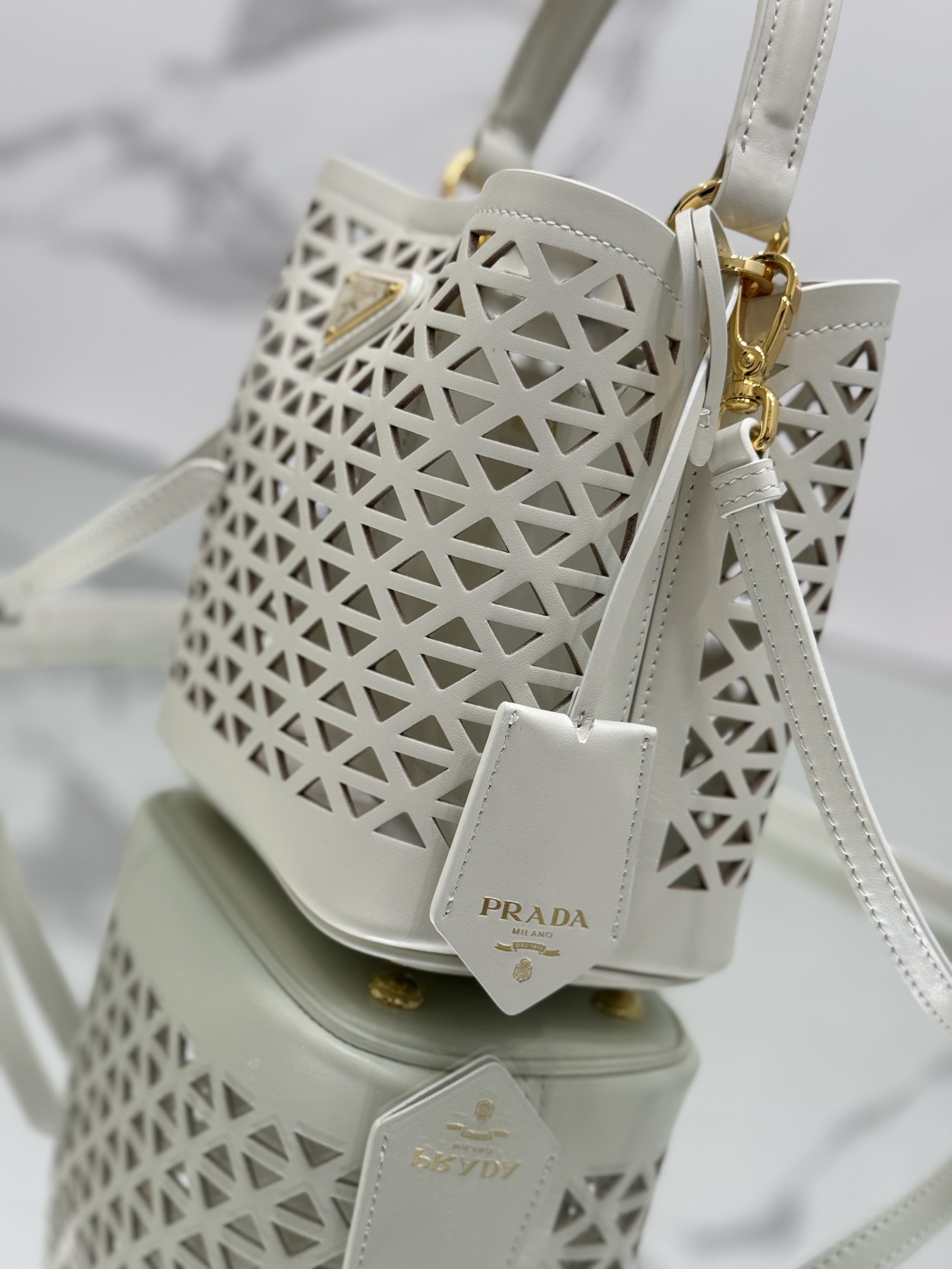 Pra*a small saffiano leather bag