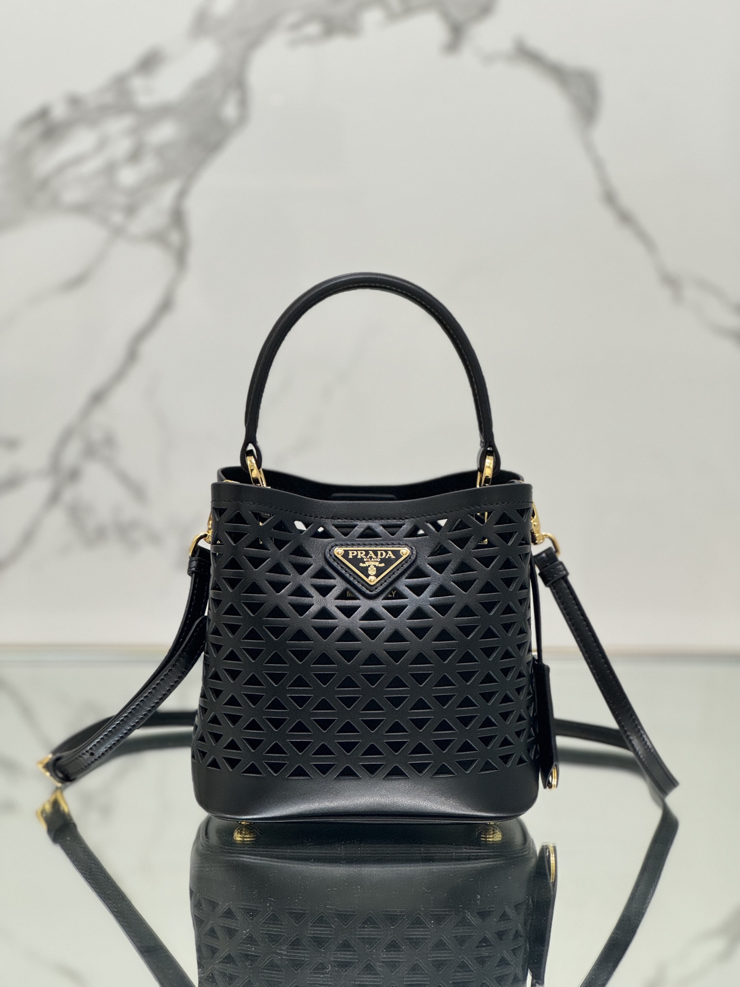 Pra*a small saffiano leather bag
