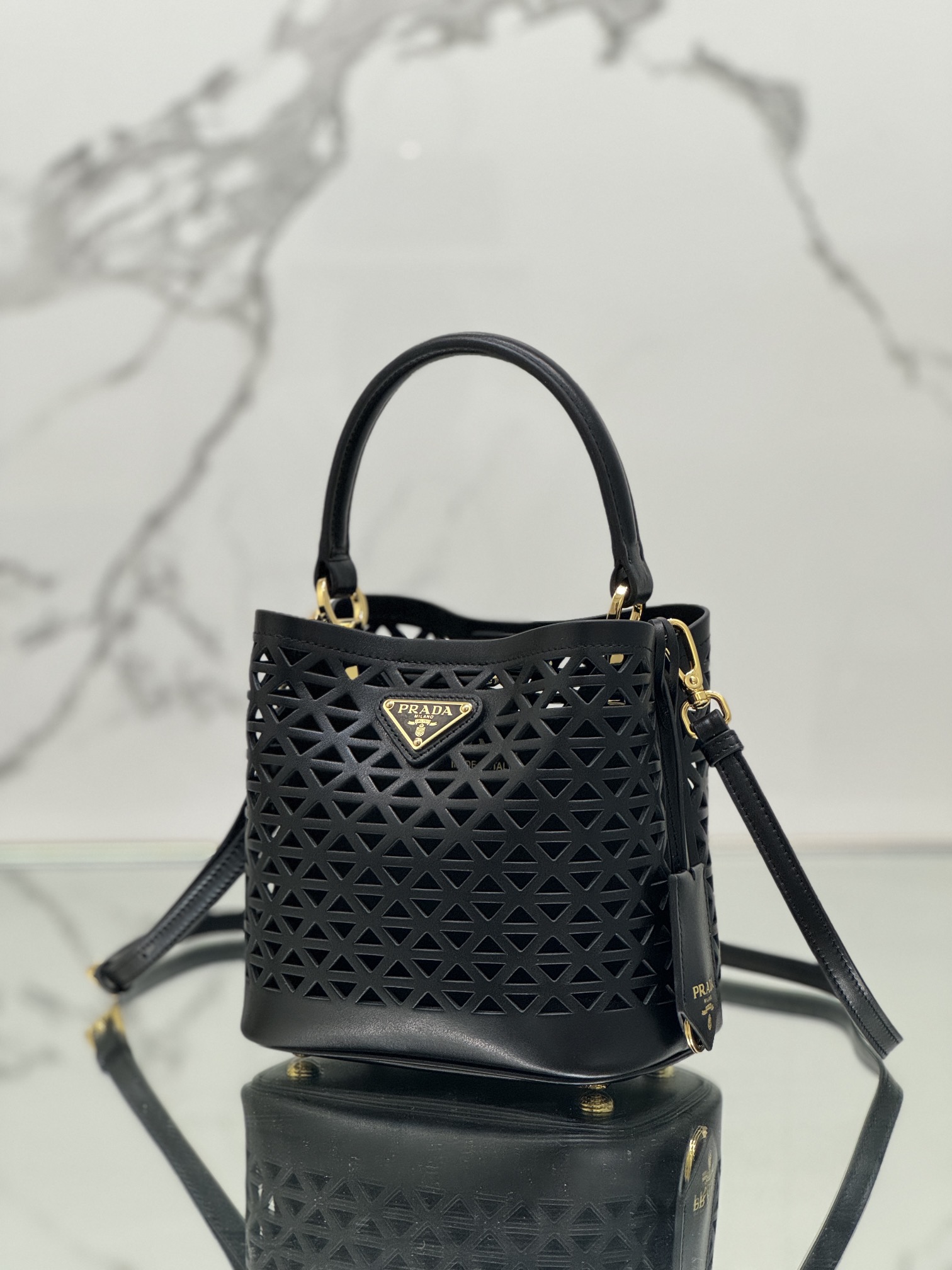 Pra*a small saffiano leather bag