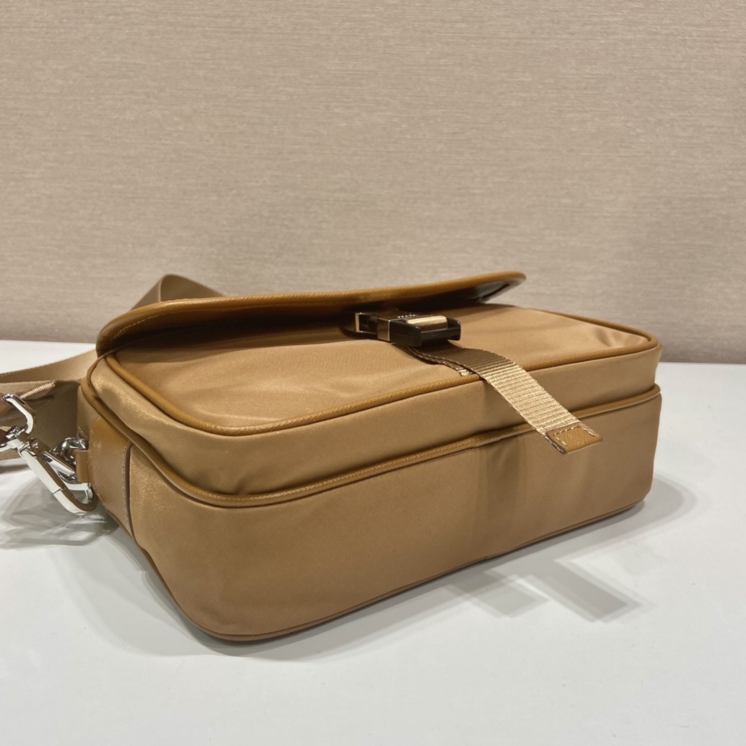 Pra*a re-nylon and saffiano leather shoulder bag