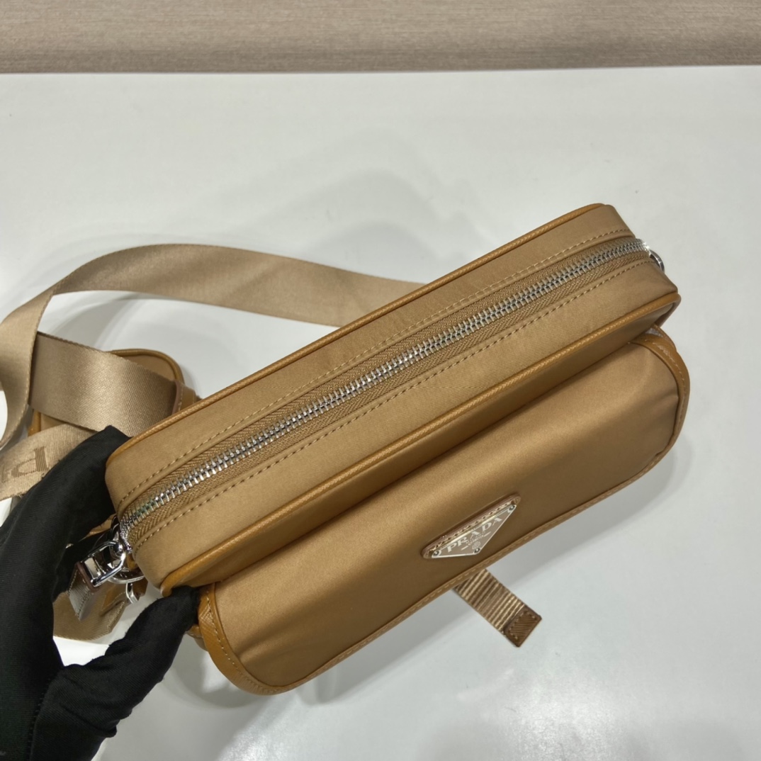 Pra*a re-nylon and saffiano leather shoulder bag