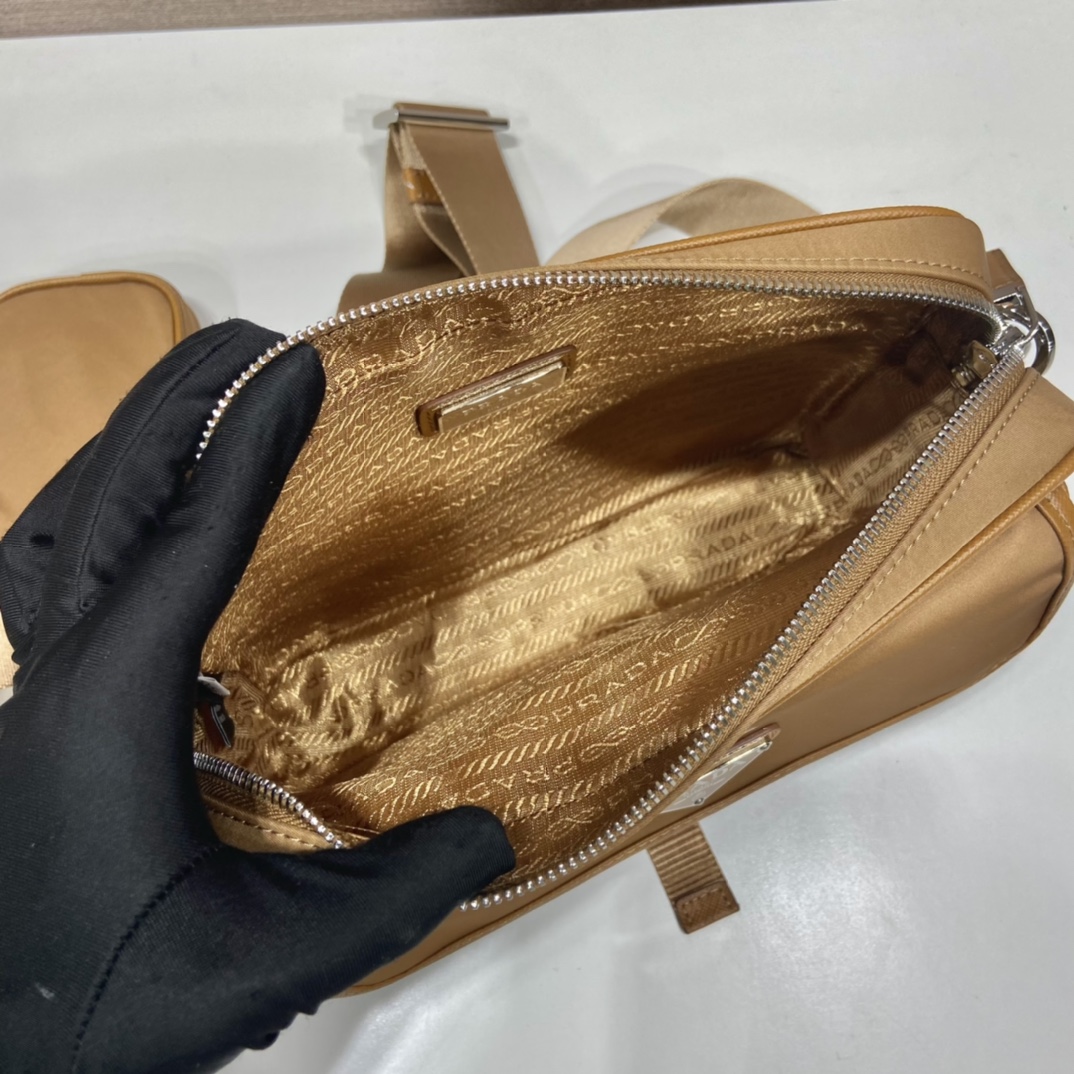 Pra*a re-nylon and saffiano leather shoulder bag