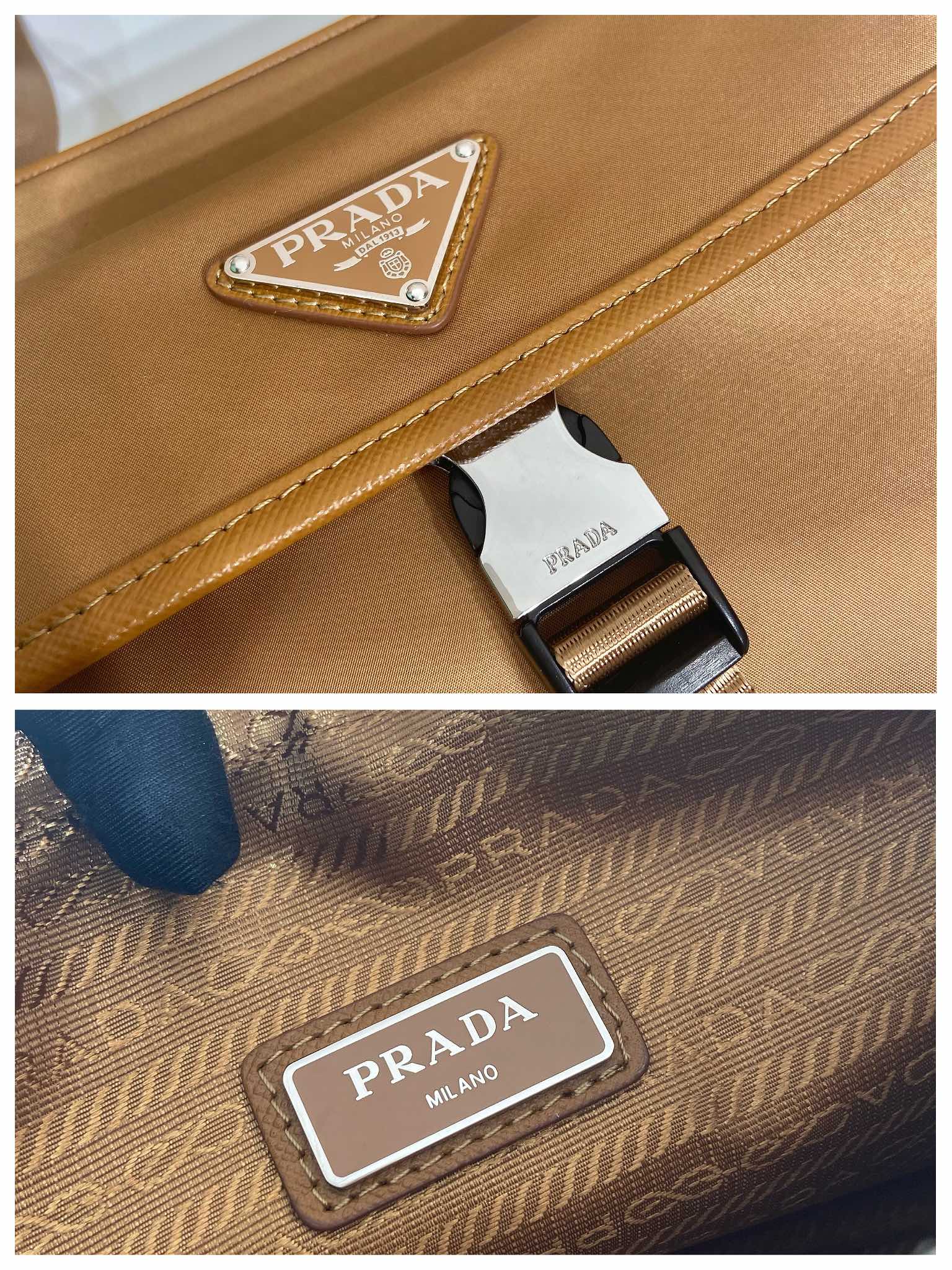 Pra*a re-nylon and saffiano leather shoulder bag