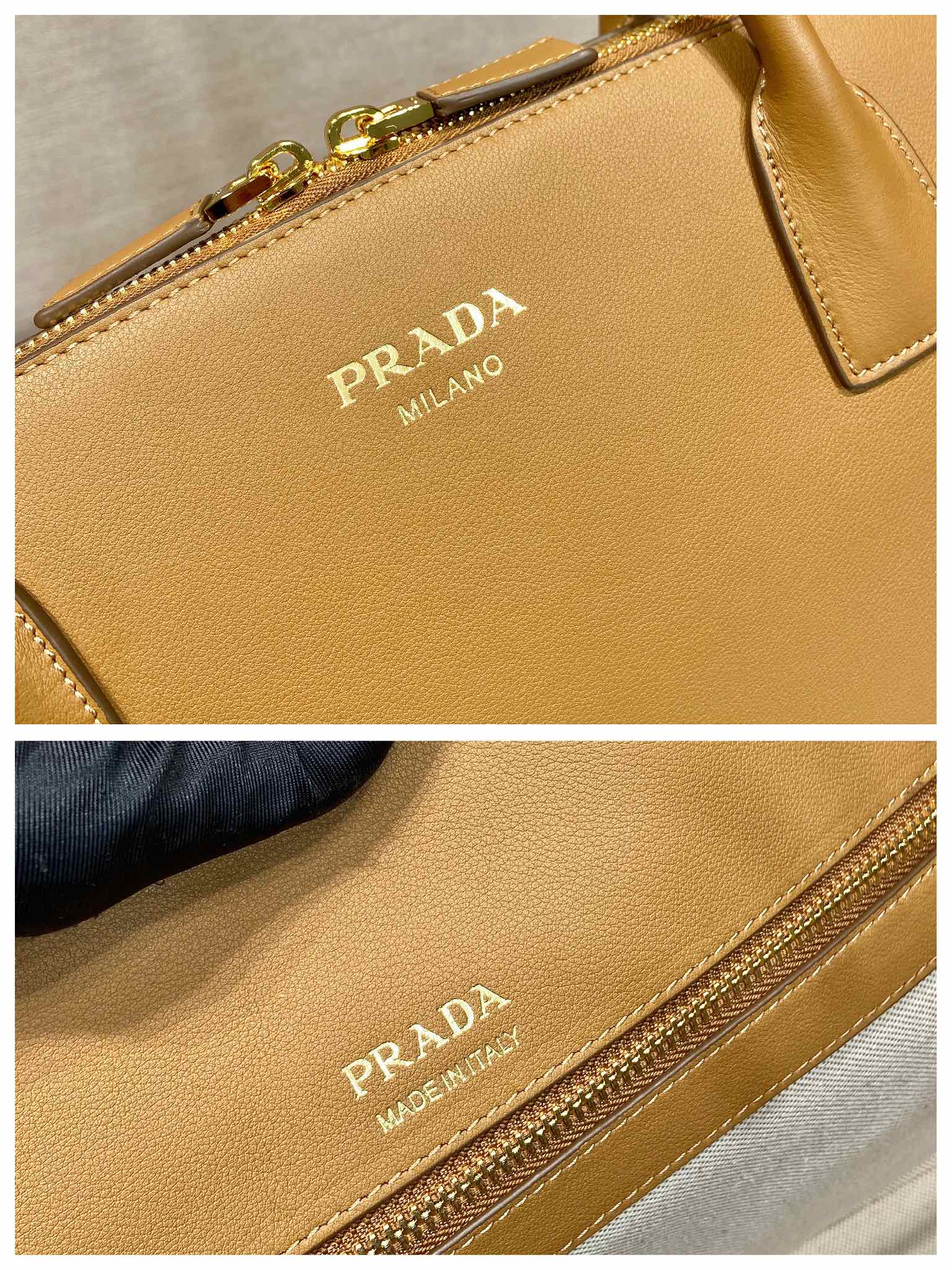 Large leather tote bag with zipper closure