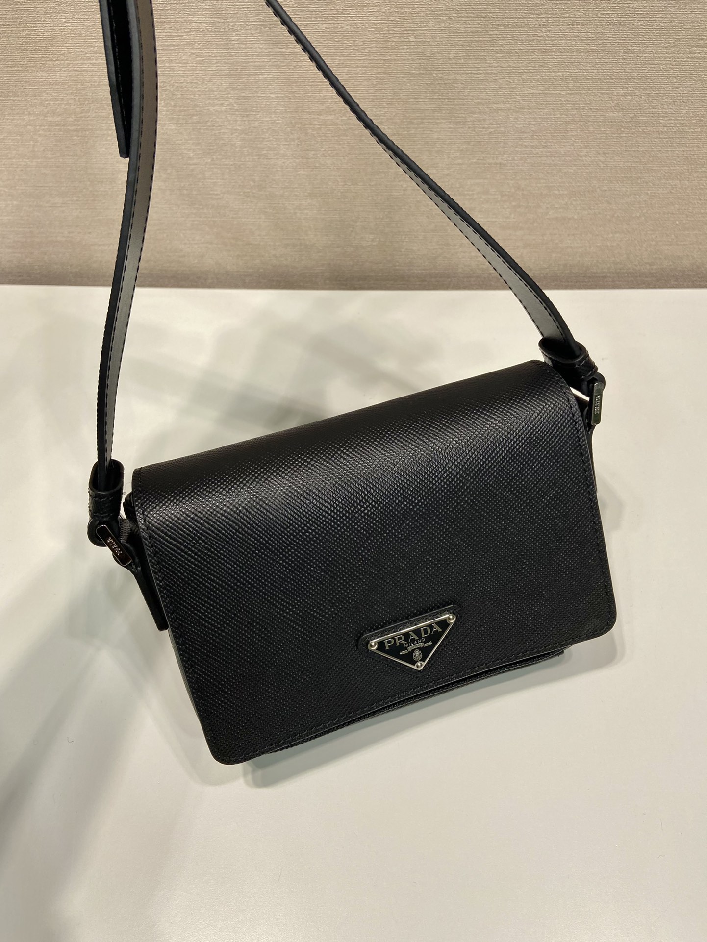 Pra*a saffiano leather shoulder bag