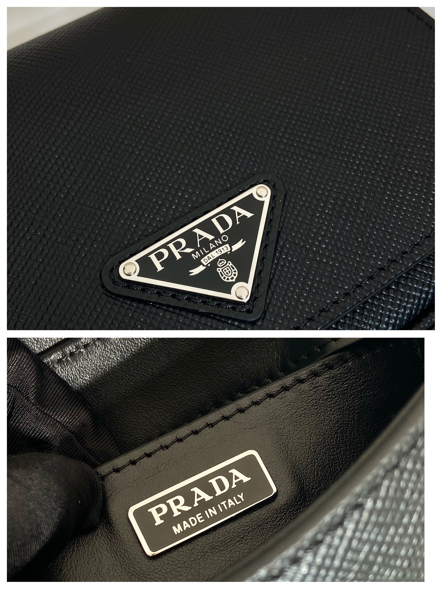 Pra*a saffiano leather shoulder bag