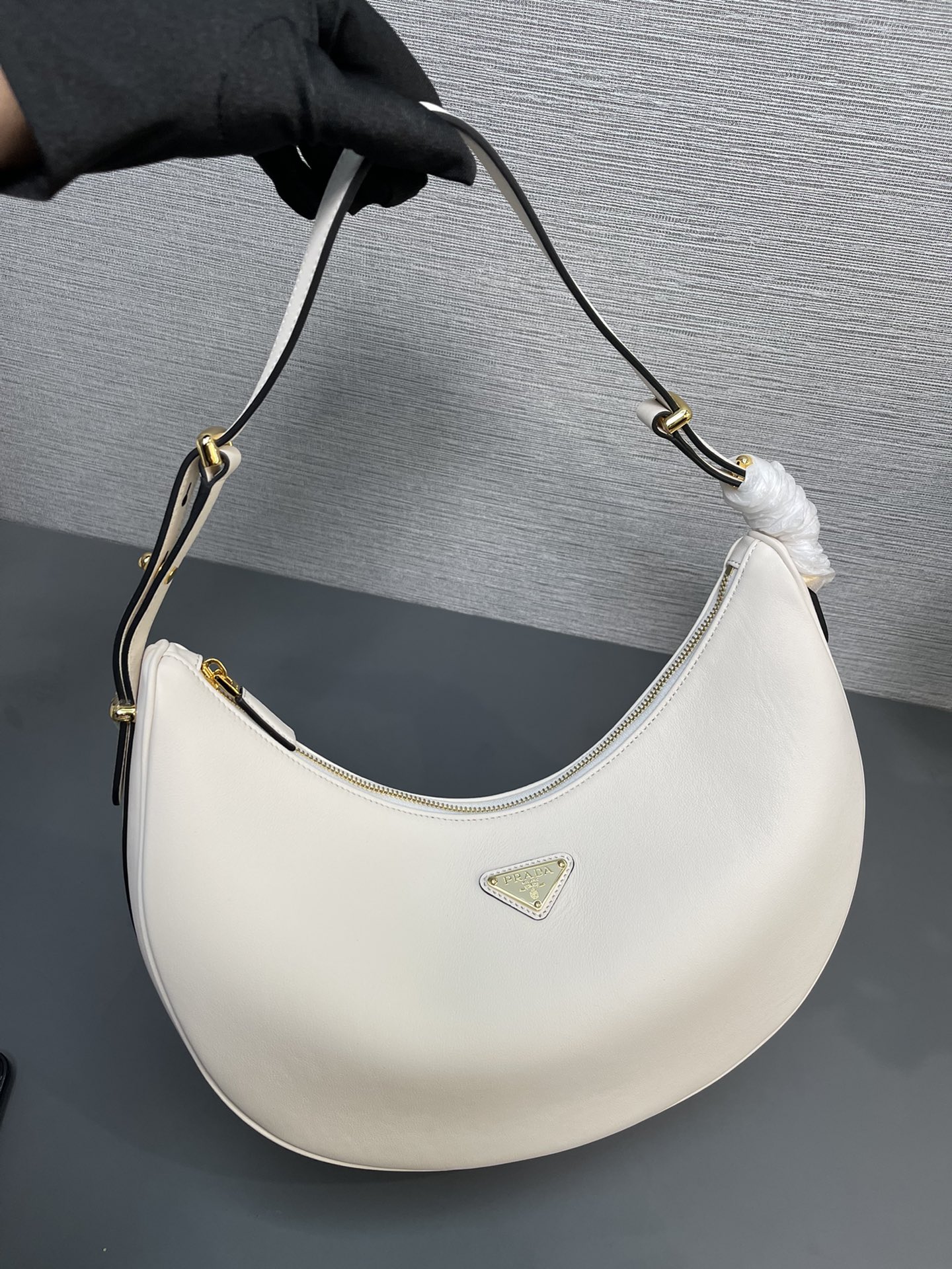 Pra*a large leather shoulder bag hobo