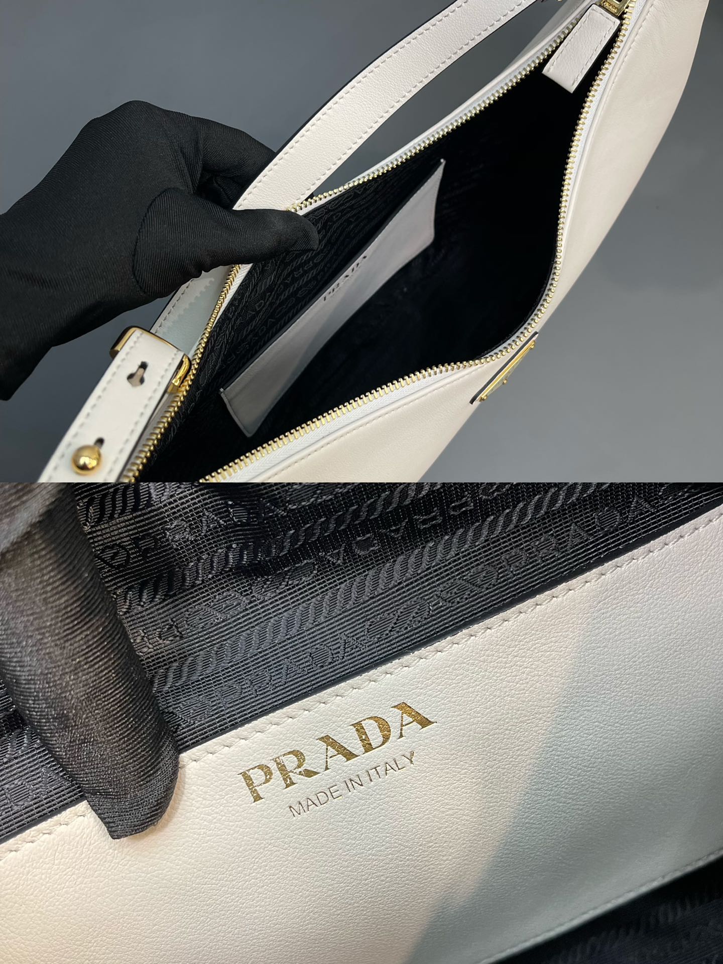 Pra*a large leather shoulder bag hobo
