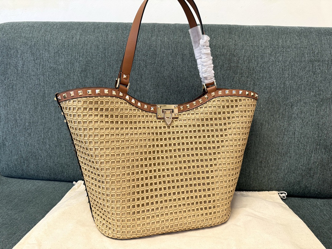 Valentino Raffia Tote Bag