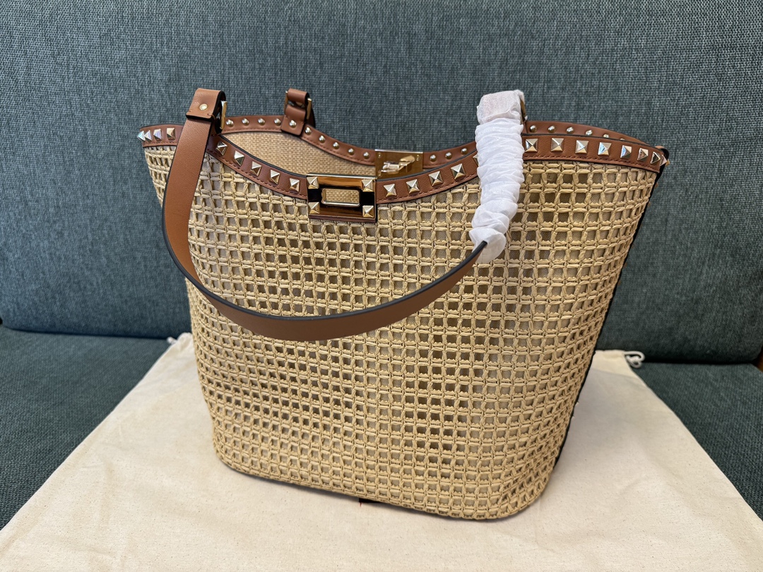 Valentino Raffia Tote Bag
