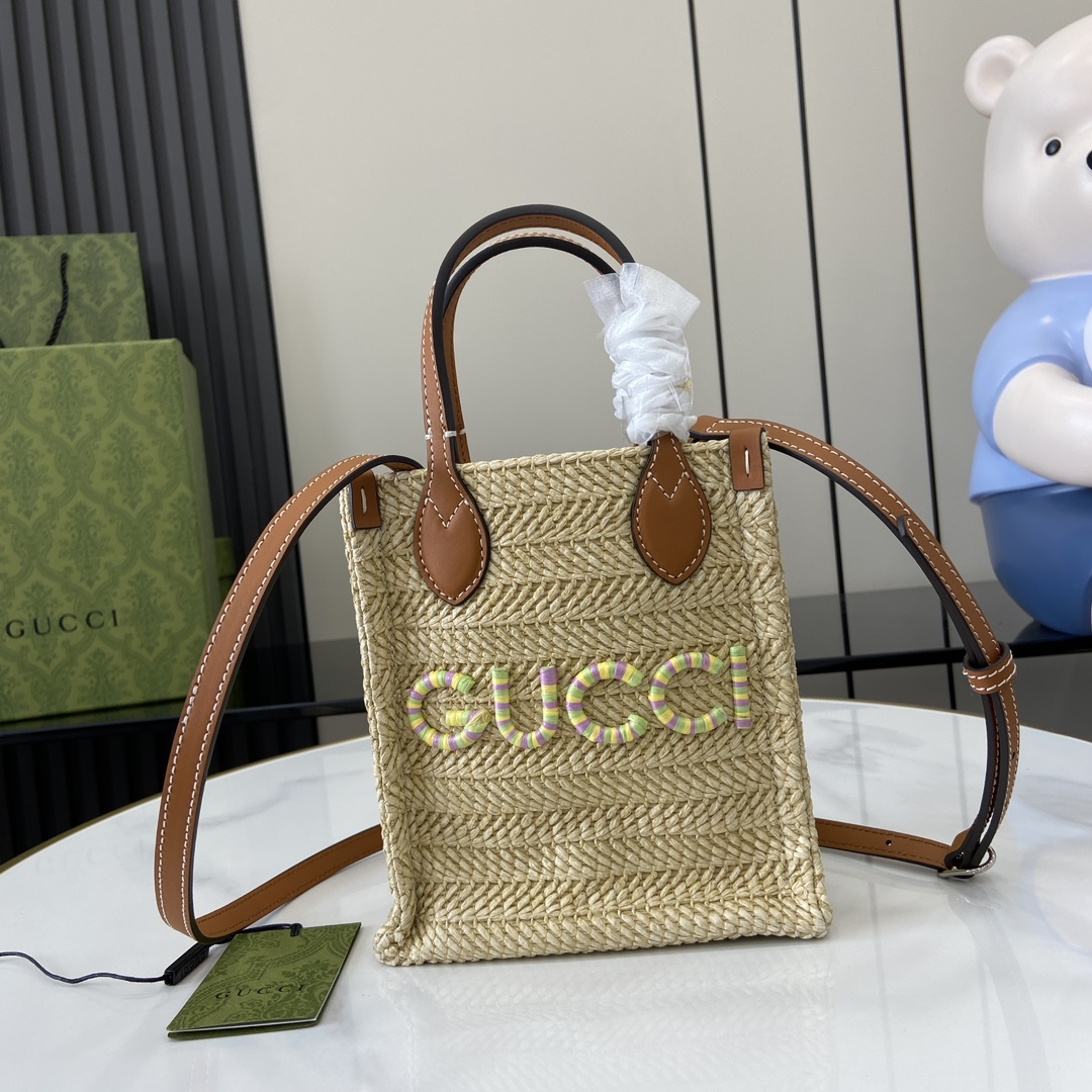 g*u*i S*per mini straw-effect bag